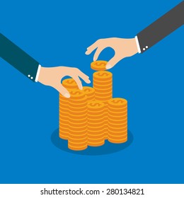 Vector illustration. Money and money making. shopping. Business.