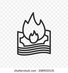 Vector illustration of money on fire icon in dark color and transparent background(png).