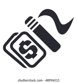 Vector illustration of a "money", "pay" or "buy" icon in modern style depicting a smoking concept