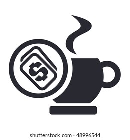 Vector illustration of a "money", "pay" or "buy" icon in modern style depicting a coffee