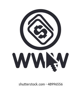 Vector illustration of a "money", "pay" or "buy" icon in modern style depicting web connection concept