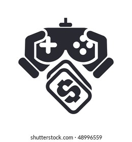 Vector illustration of a "money", "pay" or "buy" icon in modern style depicting a videogame concept