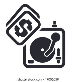 Vector illustration of a "money", "pay" or "buy" icon in modern style depicting a dj turntable