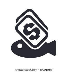 Vector illustration of a "money", "pay" or "buy" icon in modern style depicting a fish