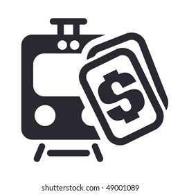 Vector illustration of a "money", "pay" or "buy" icon in modern style depicting a train
