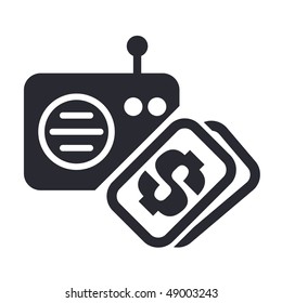 Vector illustration of a "money", "pay" or "buy" icon in modern style depicting a radio cost