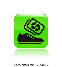 Vector illustration of a "money", "pay" or "buy" icon in modern style depicting a shoes buy