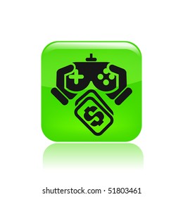Vector illustration of a "money", "pay" or "buy" icon in modern style depicting a videogame concept