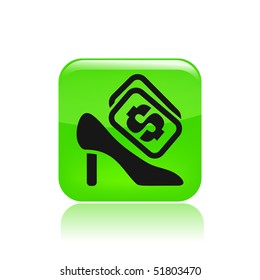 Vector illustration of a "money", "pay" or "buy" icon in modern style depicting a shoe concept