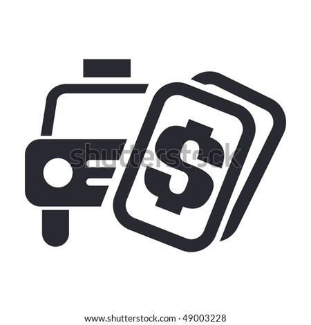 Vector illustration of a "money", "pay" or "buy" icon in modern style depicting a taxi cost