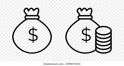 Vector illustration of Money Sack icon set isolated on transparent background