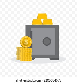 Vector illustration of money safe. Colored vector for website design. Simple design with transparent background (PNG).