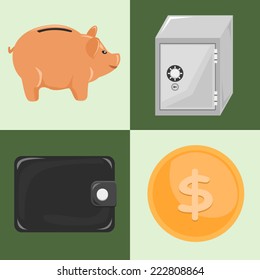 Vector illustration of money savings symbol set
