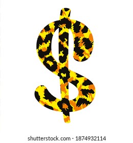 Vector illustration of money sign with animal print texture