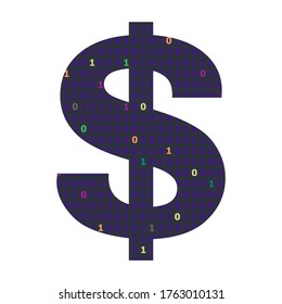 vector illustration of money symbols and binary code for online job and digital payments concept 