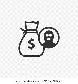 Vector illustration of money thief icon in dark color and transparent background(png).