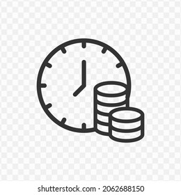 Vector illustration of money time icon in dark color and transparent background(png).