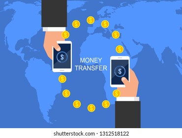 Vector illustration. Money transfer.