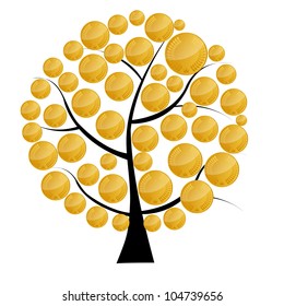 vector illustration of a money tree with coins . Vector illustration.