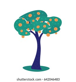 a vector illustration of a money tree with dollar fruits as coins; a metaphor of successful business; an income concept; in cartoon style