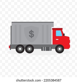 Vector Illustration Of Money Truck. Colored Vector For Website Design. Simple Design With Transparent Background (PNG).