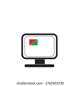 Vector illustration monitor  color black  of Flat  style, isolated on white background.