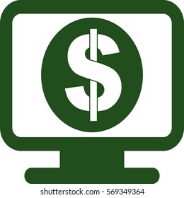 Vector Illustration of Monitor with Dollar Icon in Green
