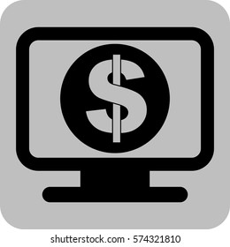 Vector Illustration of Monitor with Dollar Icon in Black
