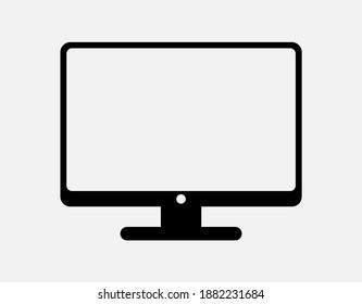Vector illustration of monitor icon on gray background