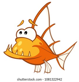 Vector Illustration of a Monk fish. Deep-water fish. Cartoon Character 