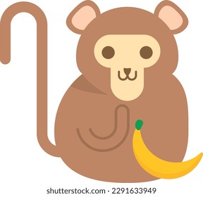 Vector illustration of a monkey with a banana.