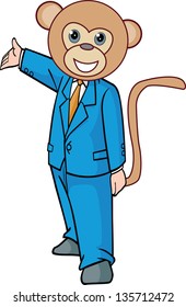 vector illustration of a monkey businessman, in the standard blue suit