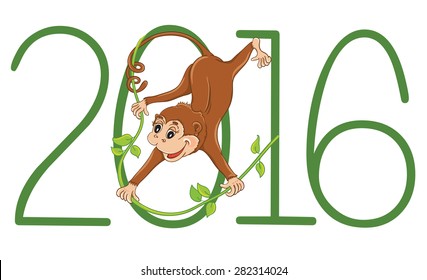 Vector illustration of a monkey for calendar of Chinese New Year 2016.