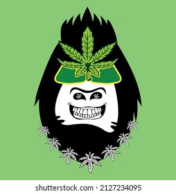 vector illustration monkey and cannabis