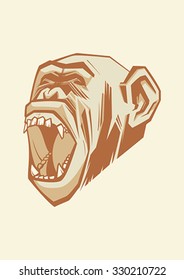 Vector illustration of monkey. Chimpanzee