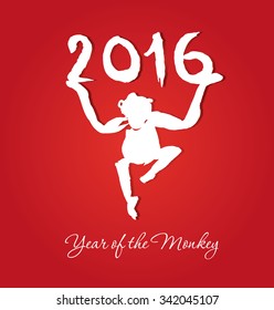 Vector illustration of monkey. Chinese calendar for the year of monkey. Monkey year