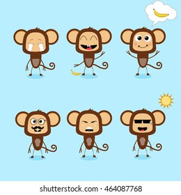 A vector illustration of monkey with different expression 