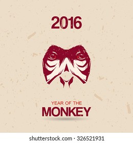 Vector illustration of monkey eyes. New Year template