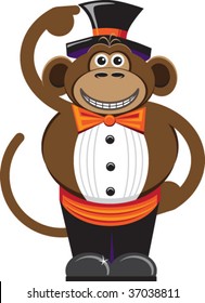 a vector illustration of a monkey in an Halloween tuxedo