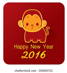 Vector Illustration of Monkey Happy New Year sign