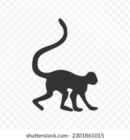 Vector illustration of Monkey icon in dark color and transparent background(png).