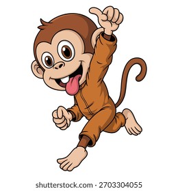 Ilustração vetorial de macaco isolado no fundo branco ideal para o personagem de animação da vida selvagem crianças diversão divertida amigável ou design criativo da selva