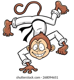 Vector illustration of Monkey Karate kick