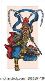 vector illustration of monkey king sun wukong sun gokong tattoo