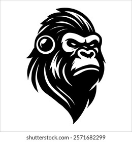 Vector illustration of monkey mascot logo with black outlet