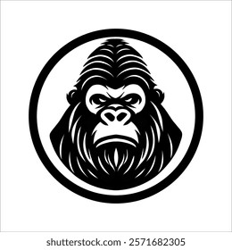 Vector illustration of monkey mascot logo with black outlet