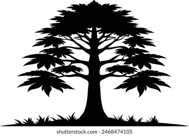 Vector illustration of Monkey Puzzle tree silhouette, perfect for art projects. #MonkeyPuzzle #VectorArt #Silhouette