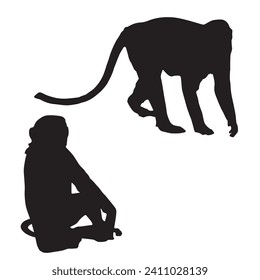Vector Illustration of Monkey Silhouette