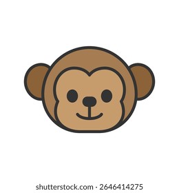 Vector illustration of a Monkey in solid line style isolated in white background