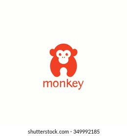 Vector illustration of monkey. Symbol 2016. Simple geometric icon.